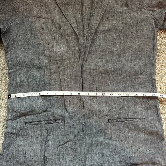 Saks Fifth Avenue Linen Open Front Unstructured Blazer Jacket Black/Grey M - Picture 9 of 11